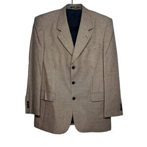 Vintage Lanerossi Mens Size 40R Black and Tan Basketweave Wool Silk Sports Coat